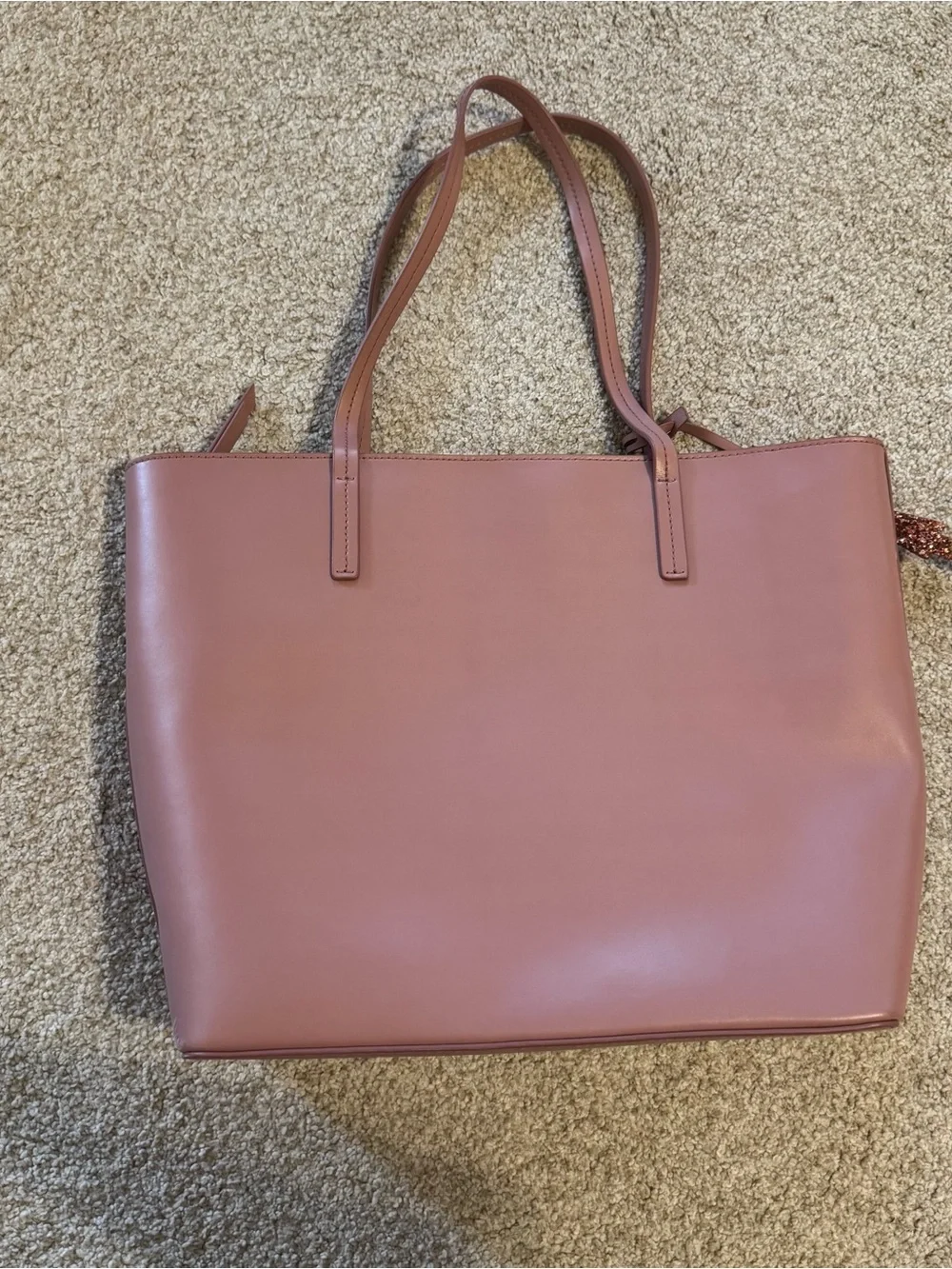 kate spade Rose Pink Leather Tote with Glitter Bow Charm